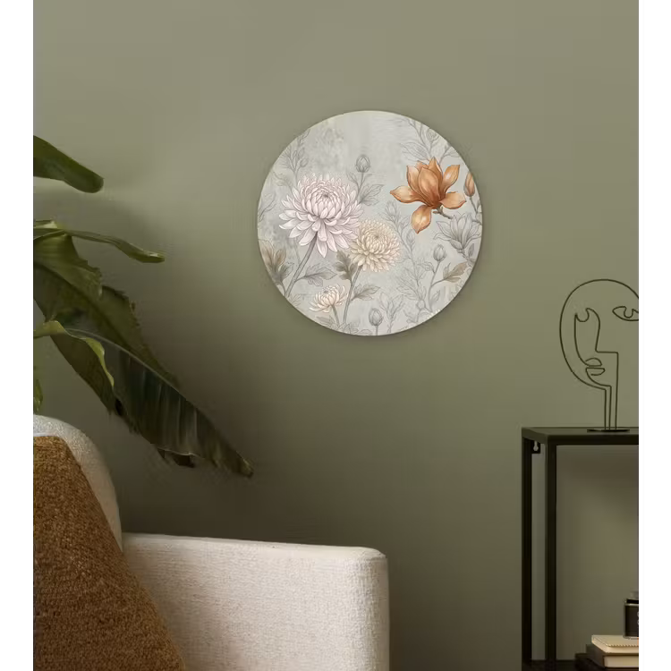 Muurcirkel - Illustratie - Bloemen - Groen — 3