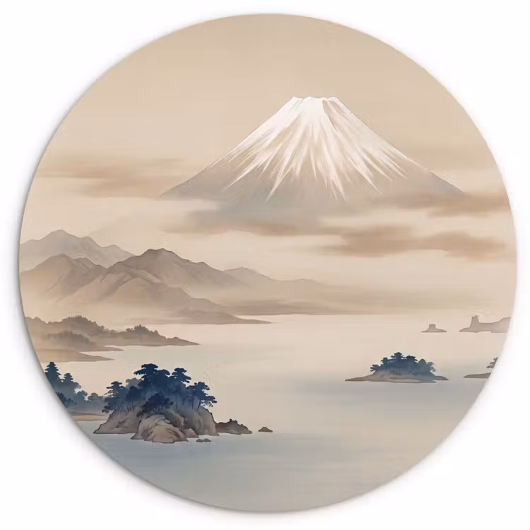 Muurcirkel - Japans - Landschap - Beige — 1