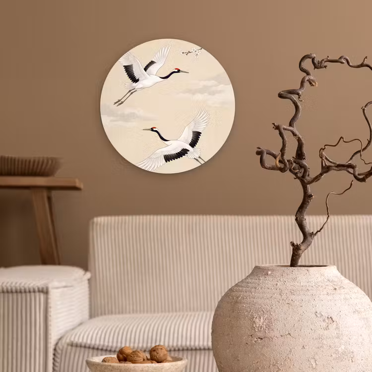 Muurcirkel - Kraanvogels - Bloesem - Beige — 2