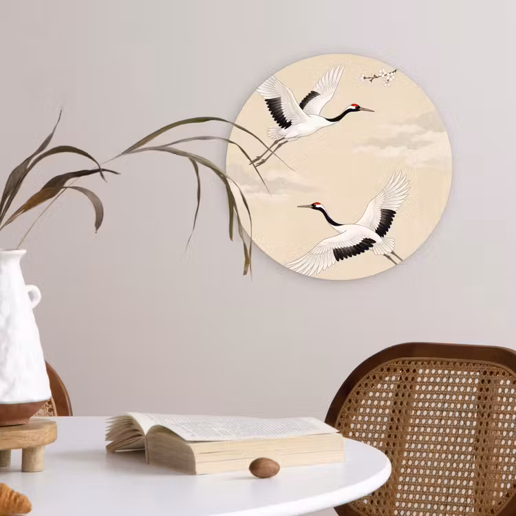 Muurcirkel - Kraanvogels - Bloesem - Beige — 4