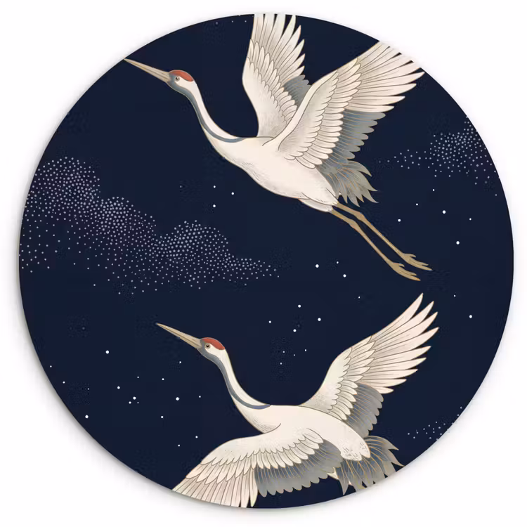 Muurcirkel - Kraanvogels - Nachthemel - Blauw — 1