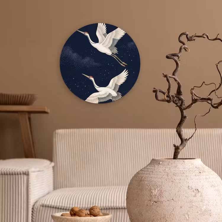 Muurcirkel - Kraanvogels - Nachthemel - Blauw — 2