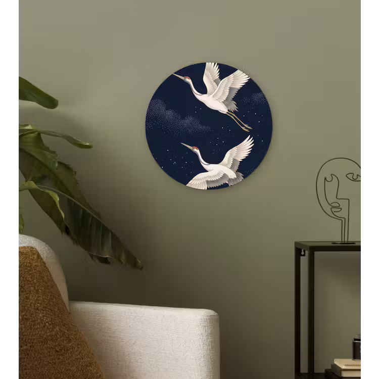 Muurcirkel - Kraanvogels - Nachthemel - Blauw — 3