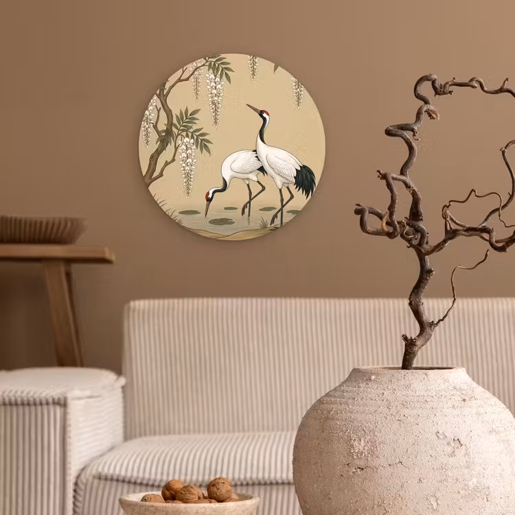 Muurcirkel - Kraanvogels - Water - Beige — 2