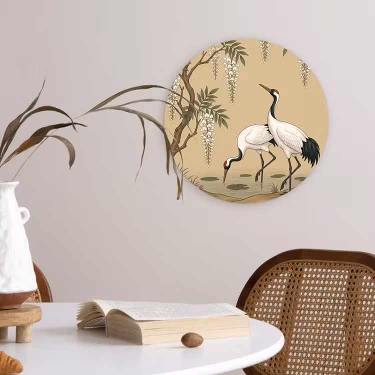 Muurcirkel - Kraanvogels - Water - Beige — 4