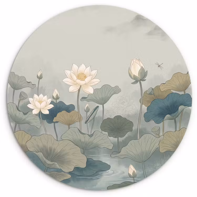 Muurcirkel - Lotus - Bloemen - Groen — 1