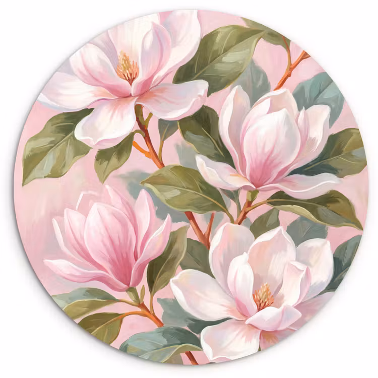 Muurcirkel - Magnolia's - Patroon - Roze — 1