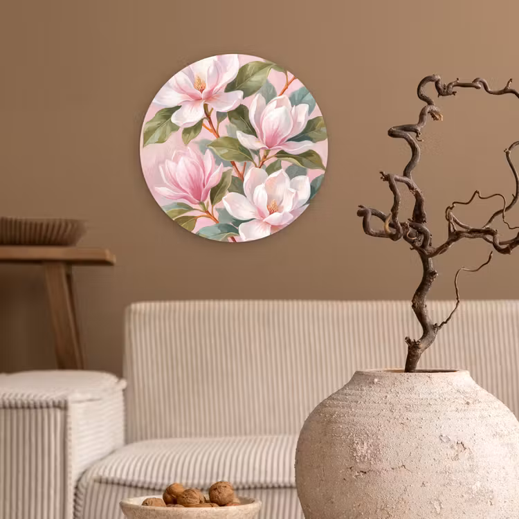 Muurcirkel - Magnolia's - Patroon - Roze — 2