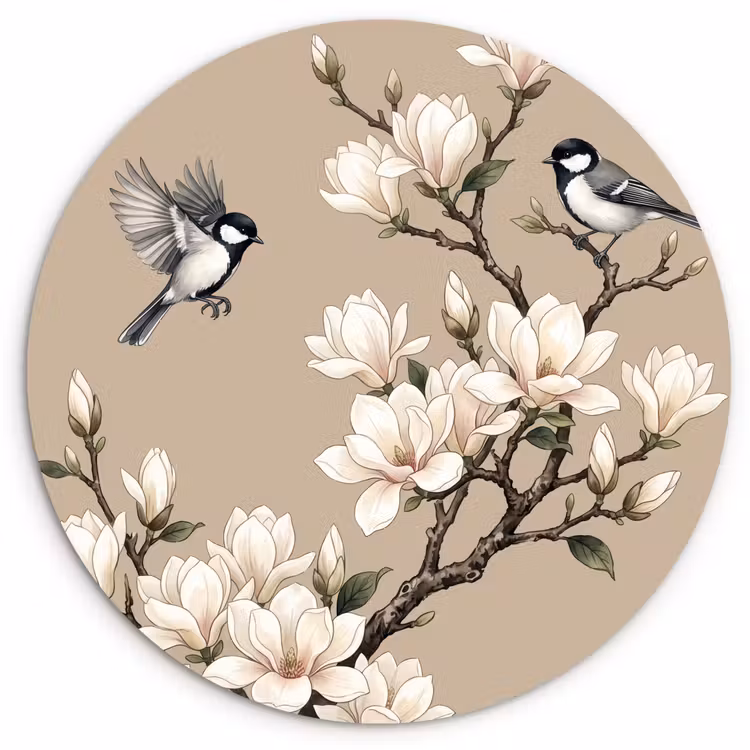 Muurcirkel - Oosters - Vogels - Beige — 1