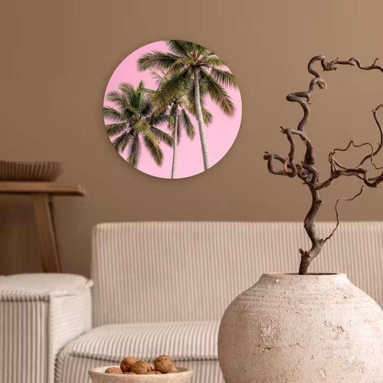 Muurcirkel - Palmboom - Tropisch - Pink — 2