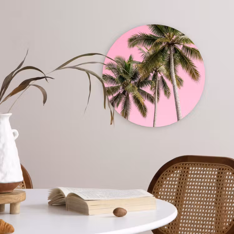 Muurcirkel - Palmboom - Tropisch - Pink — 4
