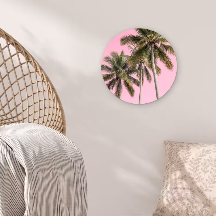 Muurcirkel - Palmboom - Tropisch - Pink — 5