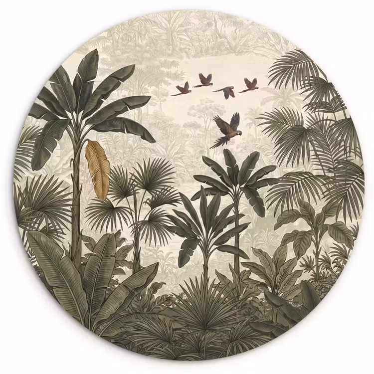 Muurcirkel - Papagaaien - Jungle - Tropisch - Green — 1
