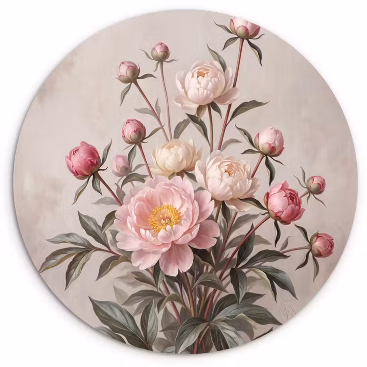 Muurcirkel - Pioenrozen - Boeket - Roze — 1