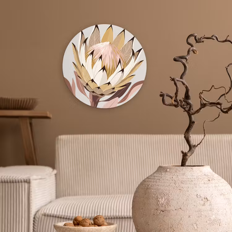 Muurcirkel - Protea - Bloem - Botanisch - Beige — 2