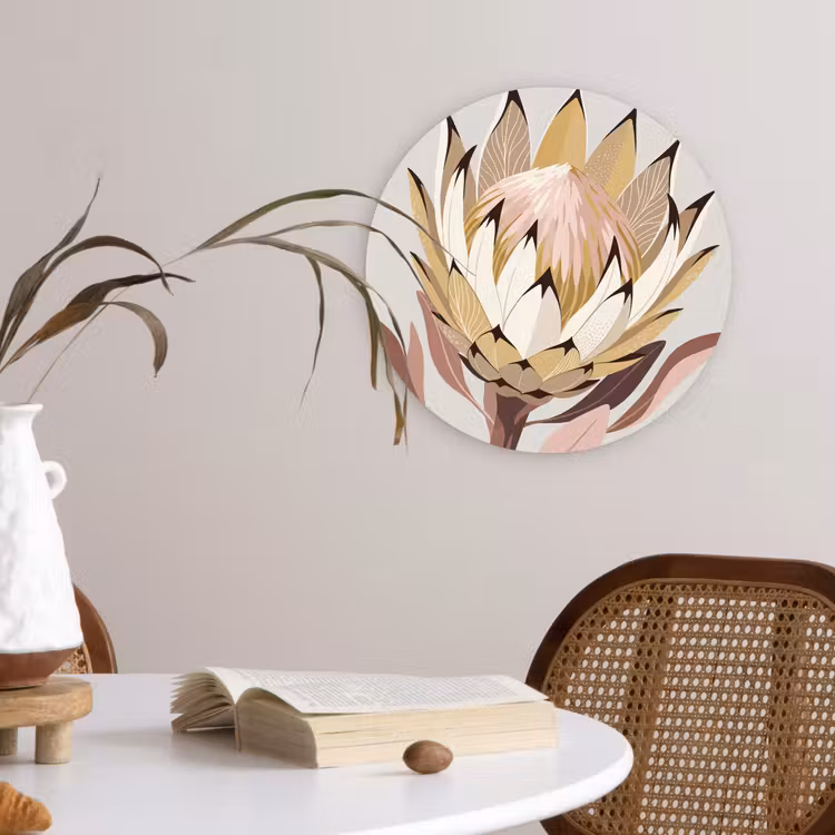 Muurcirkel - Protea - Bloem - Botanisch - Beige — 4