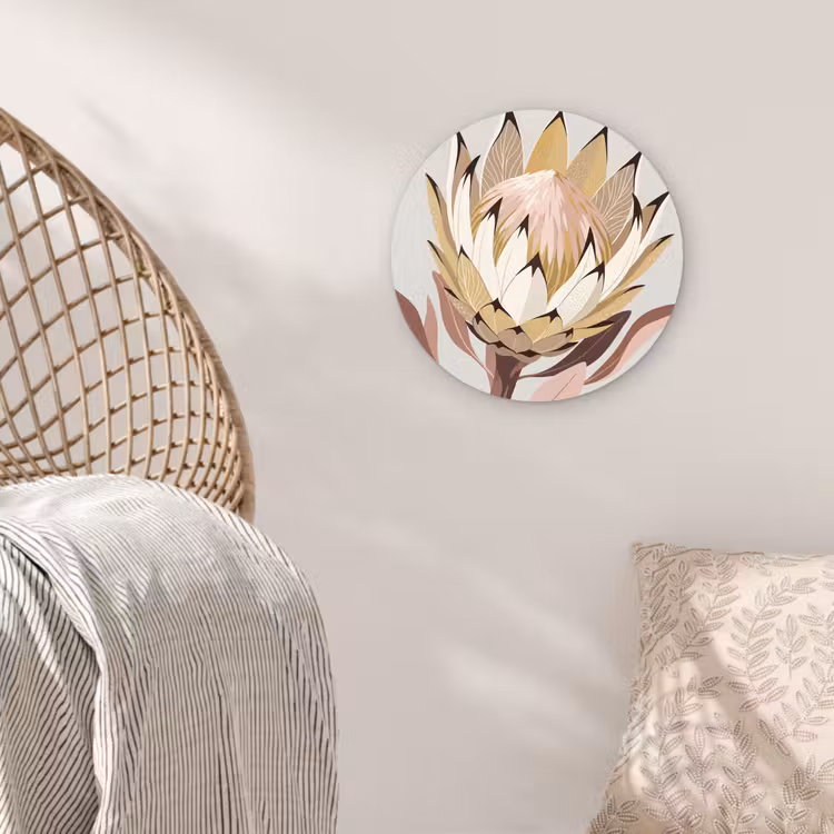 Muurcirkel - Protea - Bloem - Botanisch - Beige — 5