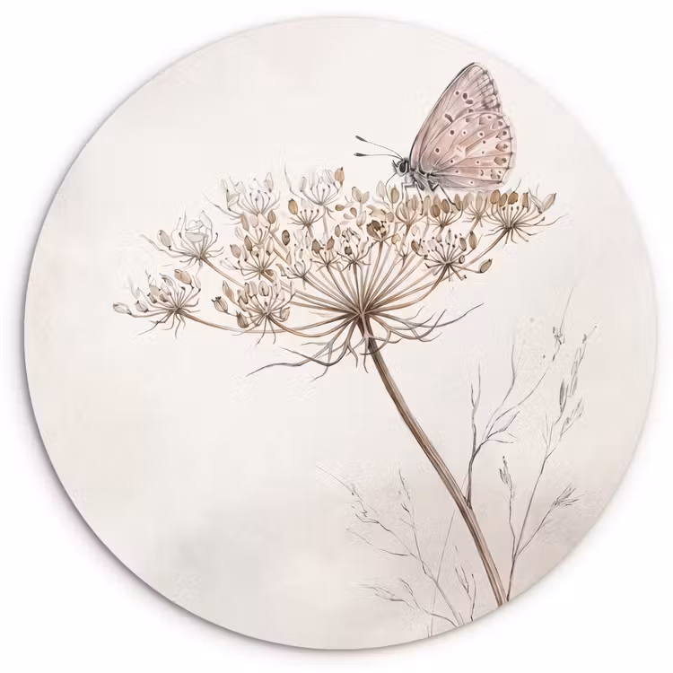 Muurcirkel - Vlinder - Bloem -Natuur - Beige — 1