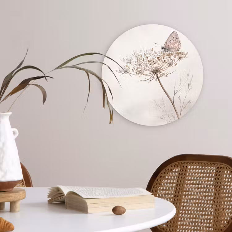 Muurcirkel - Vlinder - Bloem -Natuur - Beige — 4
