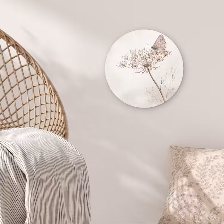 Muurcirkel - Vlinder - Bloem -Natuur - Beige — 5