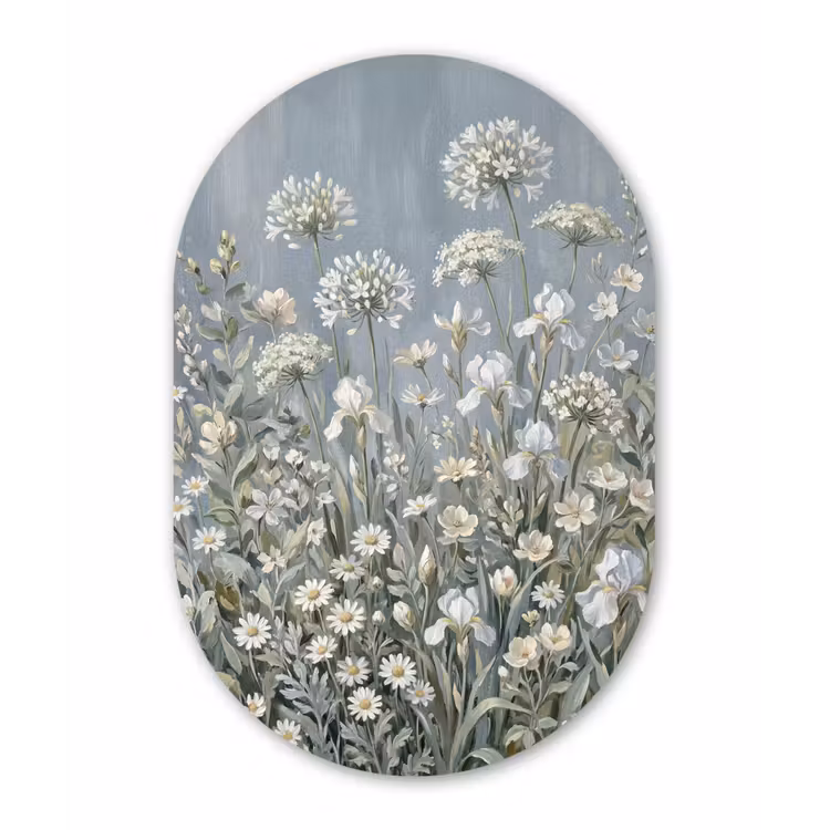 Muurovaal aluminium - Bloemen - Botanisch - Blauw — 1