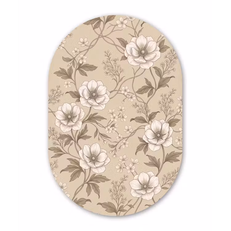 Muurovaal aluminium - Bloemen - Patroon - Beige — 1