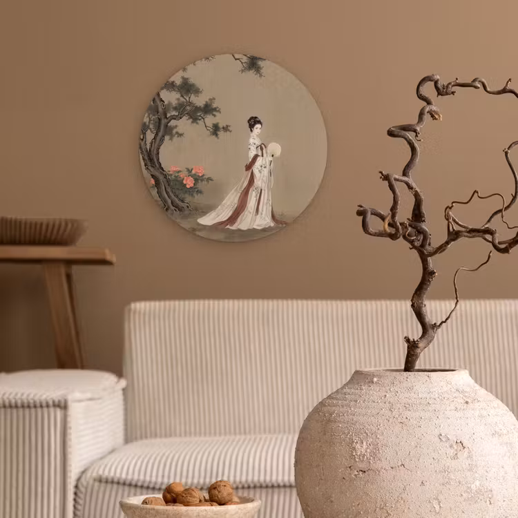 Muurcirkel - Vrouw - Azië - Kunst - Beige — 2