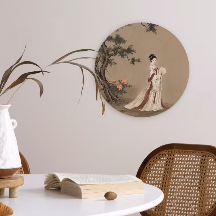 Muurcirkel - Vrouw - Azië - Kunst - Beige — 4