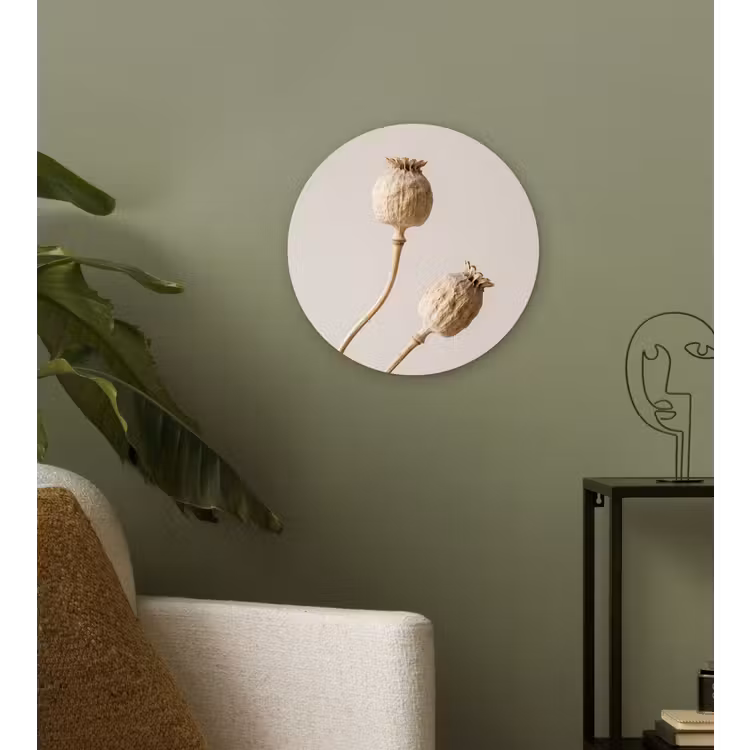 Muurcirkel - Papaverbollen - Droogbloemen - Minimalistisch - Beige - Rustig — 3