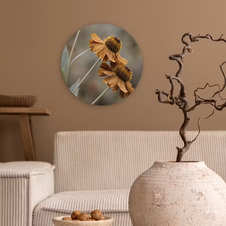 Muurcirkel - Zonnehoed - Droogbloemen - Geel - Warm — 2