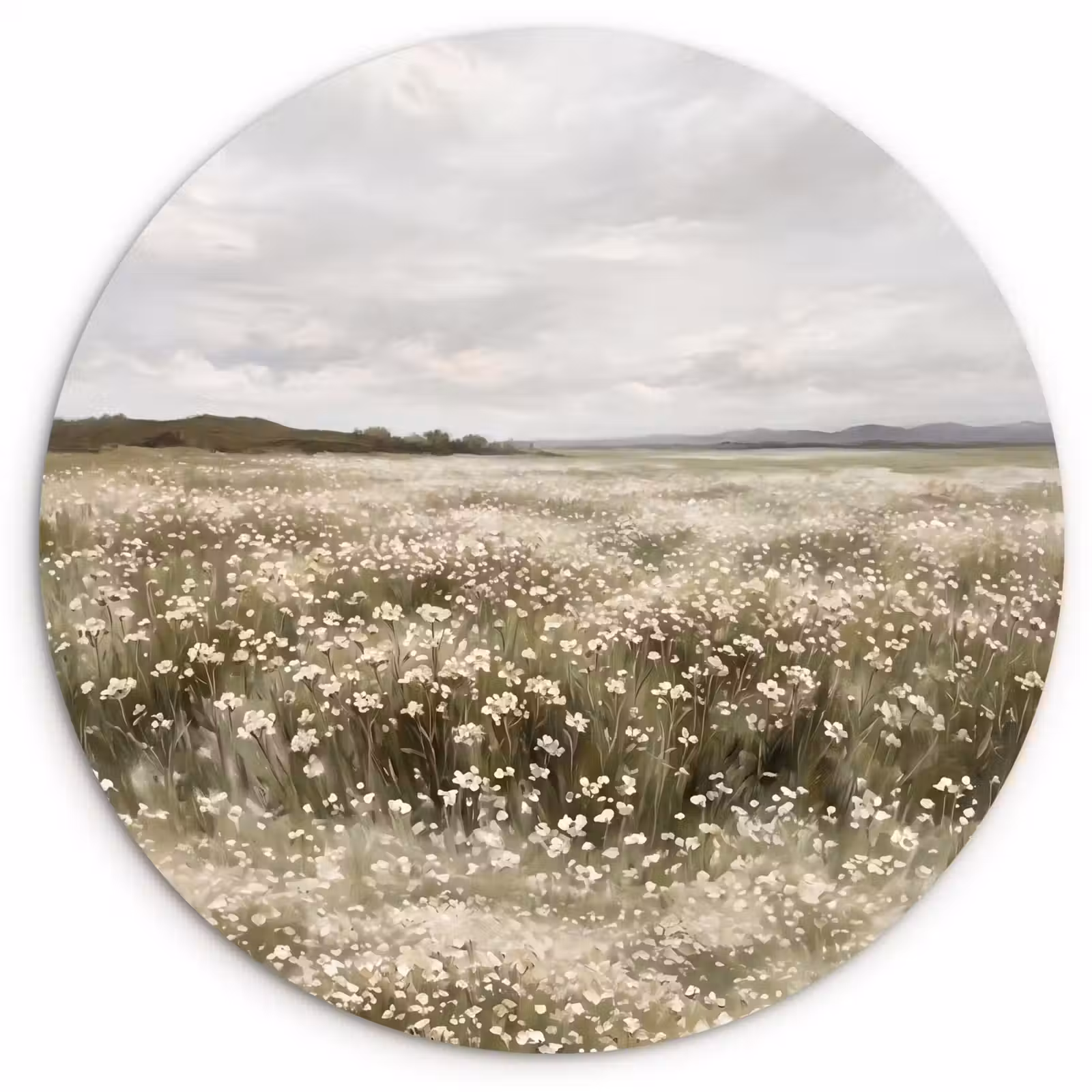 Muurcirkel - Illustratie - Landschap - Wit — 1