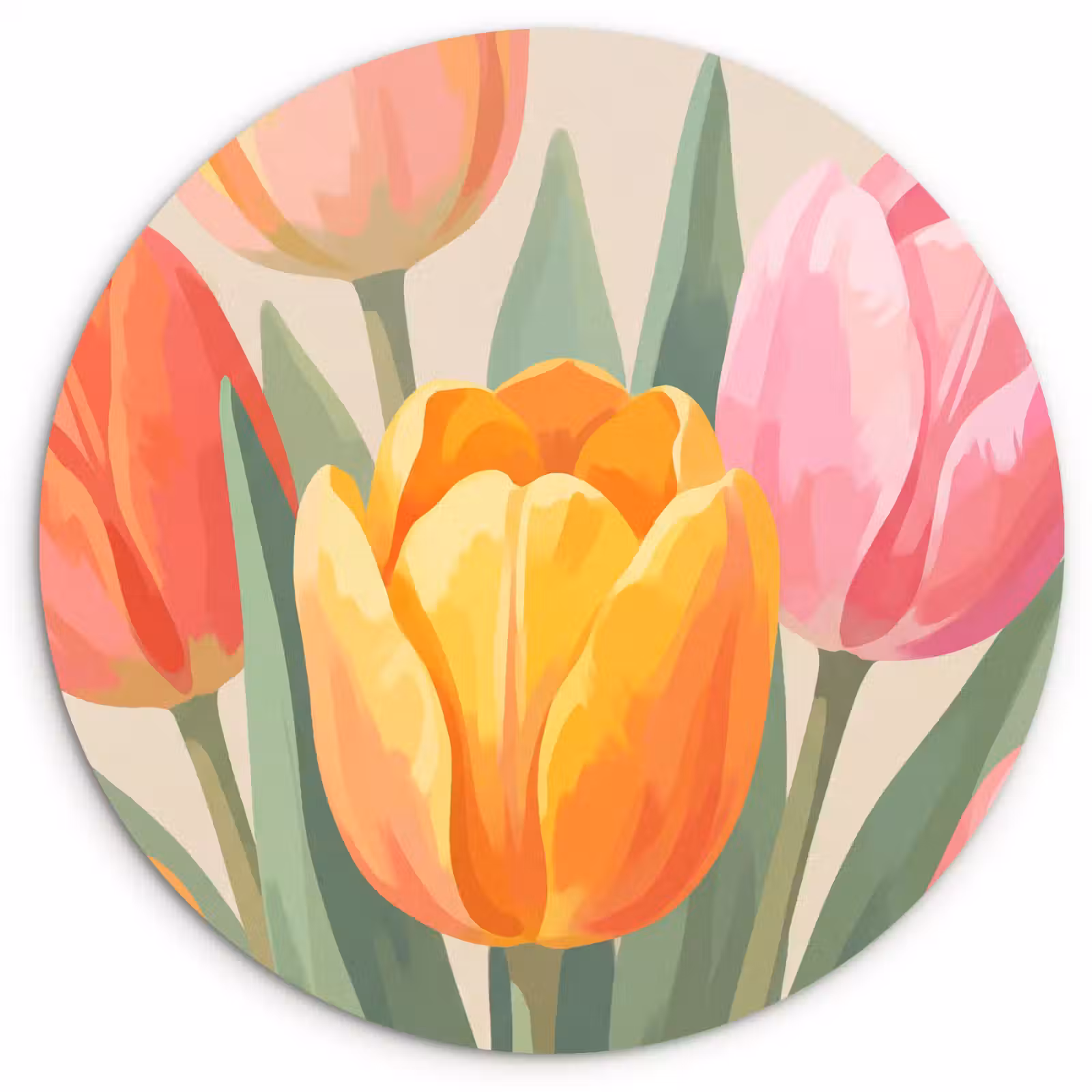 Muurcirkel - Tulpen - Abstract - Kleurrijk — 1
