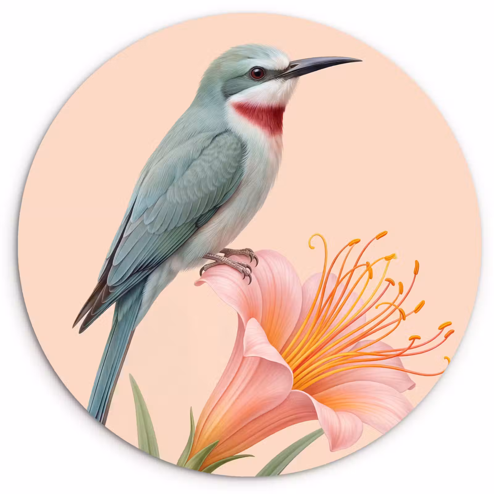 Muurcirkel - Vogel - Bloem - Natuur - Roze — 1