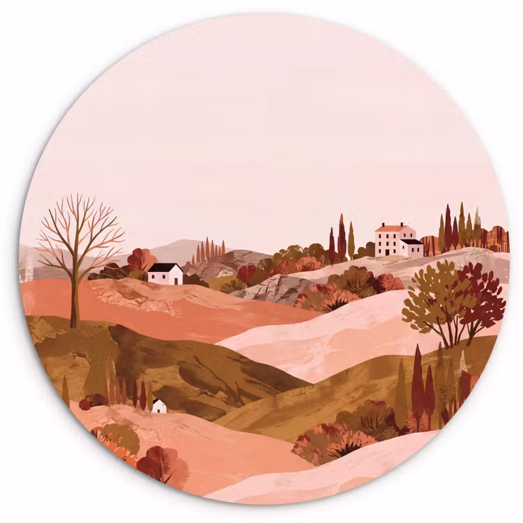 Muurcirkel - Heuvellandschap - Grafisch - Terracotta — 1