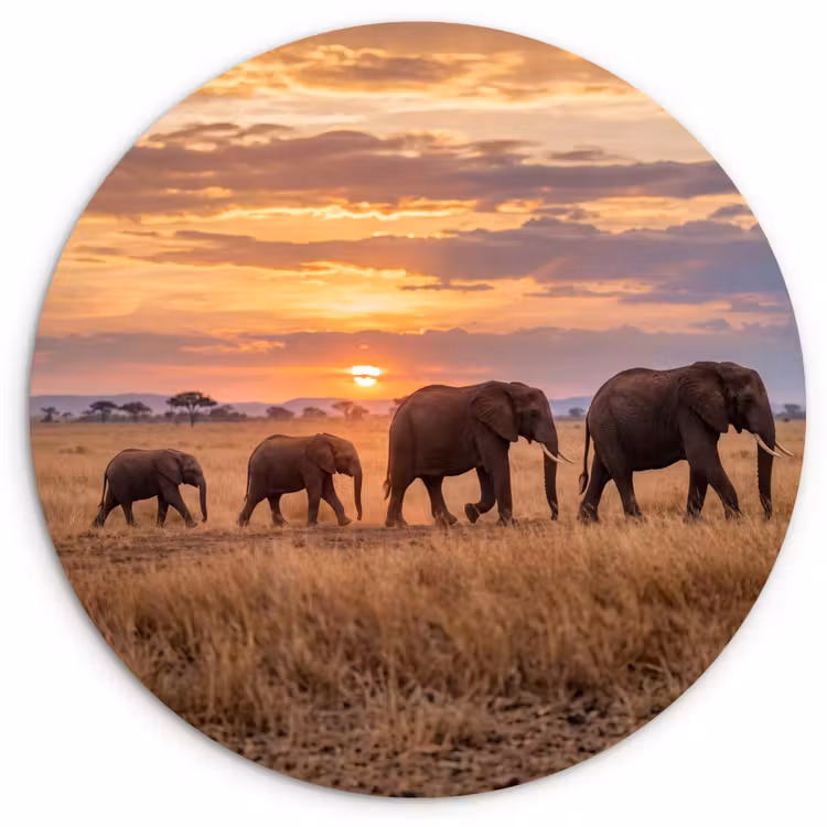 Muurcirkel - Olifanten - Savanne - Zonsondergang - Afrika - Warm — 1