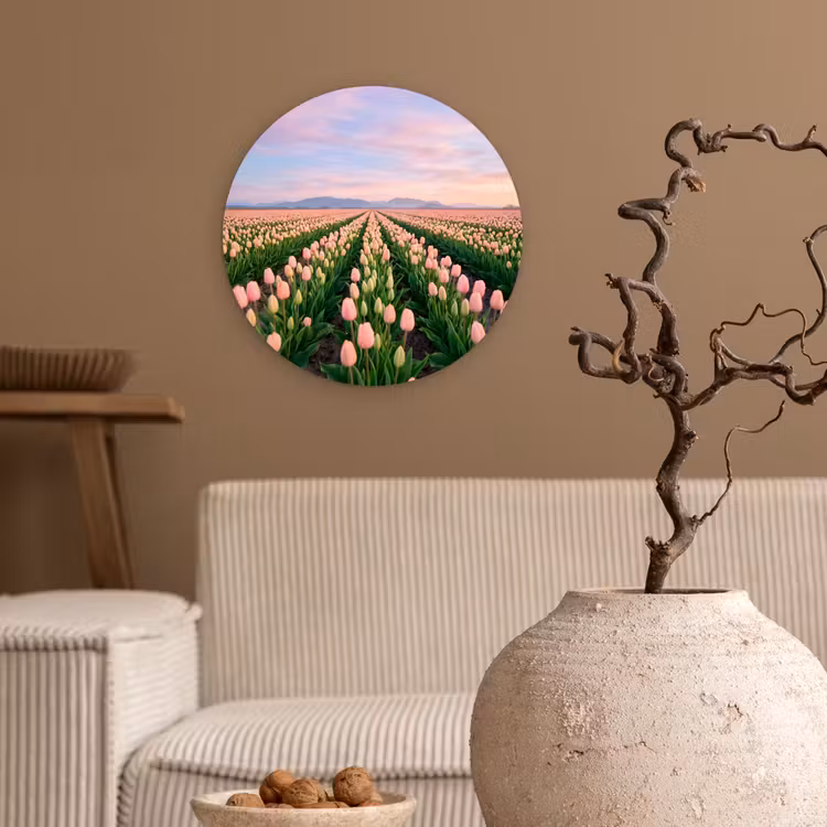 Muurcirkel - Tulpen - Landschap - Roze — 2