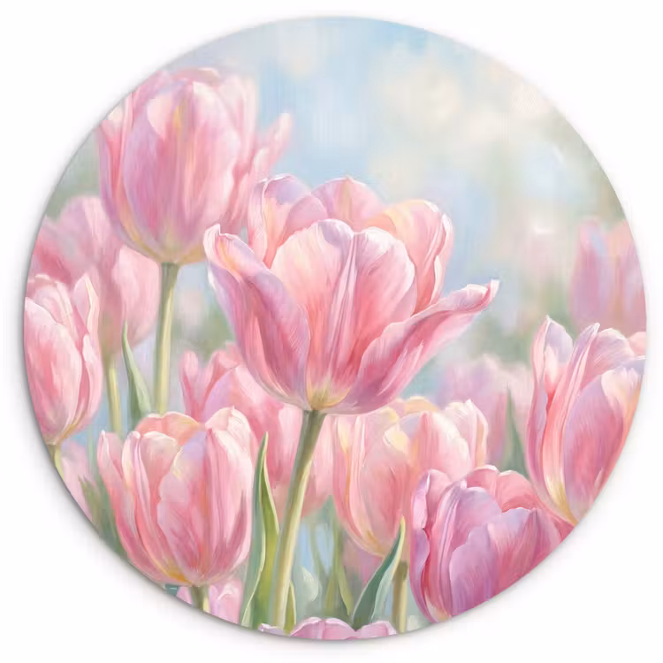 Muurcirkel - Tulpen - Veld - Lente - Roze — 1