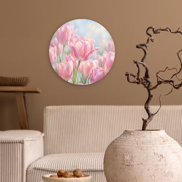 Muurcirkel - Tulpen - Veld - Lente - Roze — 2