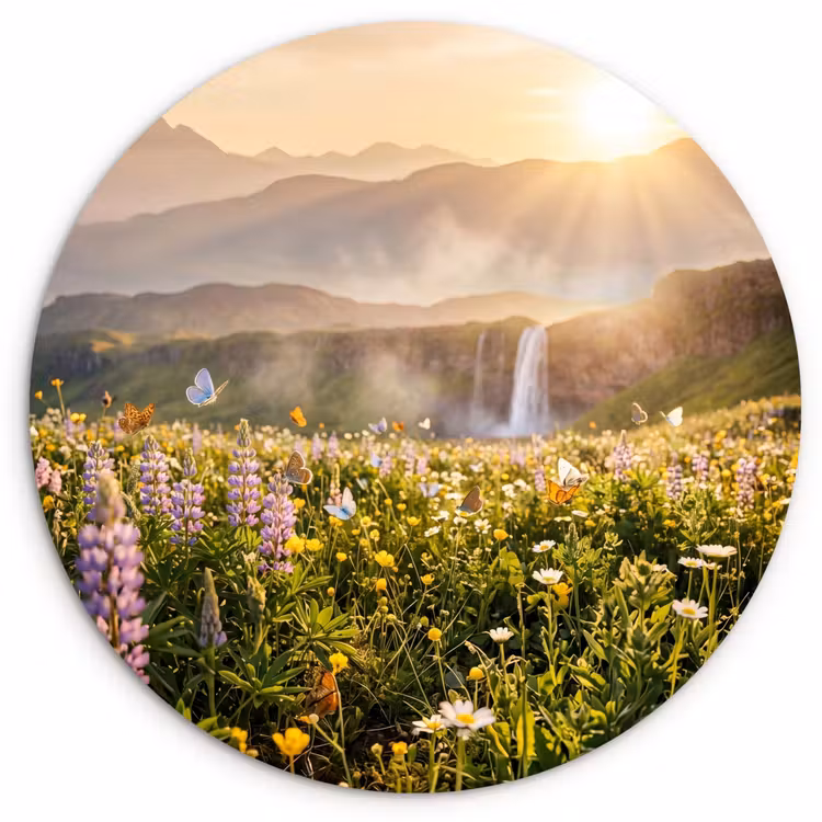 Muurcirkel - Vlinders - Waterval - Bloemenveld — 1