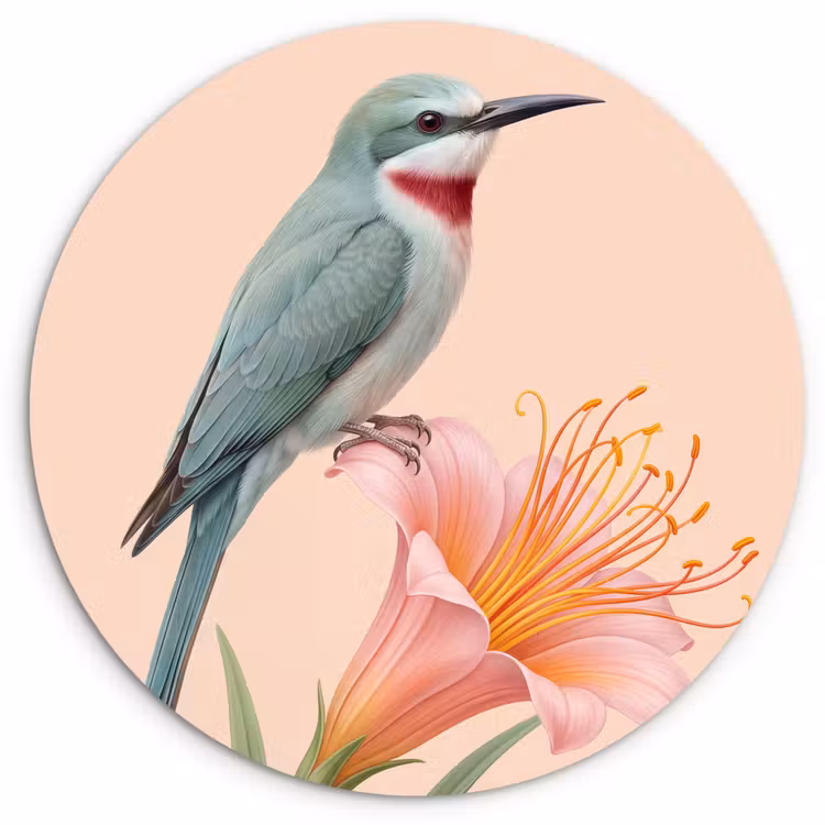 Muurcirkel - Vogel - Bloem - Natuur - Roze — 1