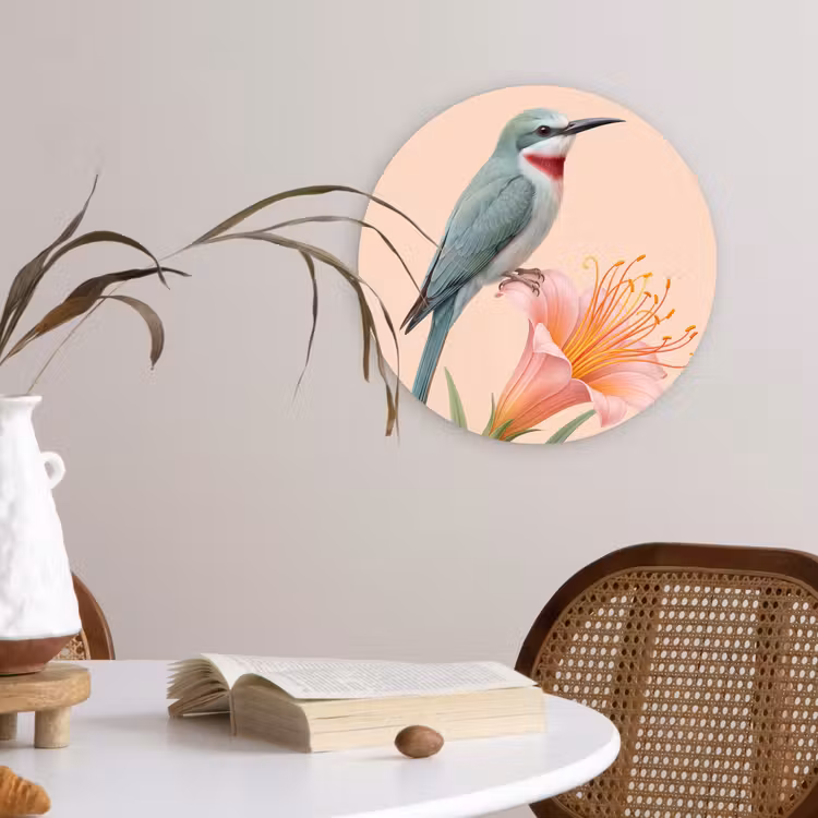 Muurcirkel - Vogel - Bloem - Natuur - Roze — 4