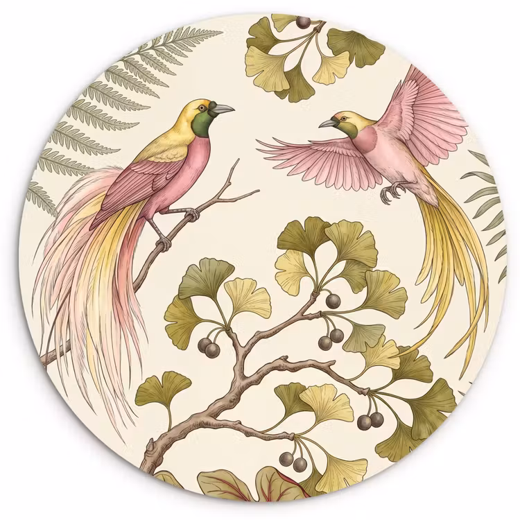 Muurcirkel - Vogels - Tropisch - Botanisch - Roze — 1