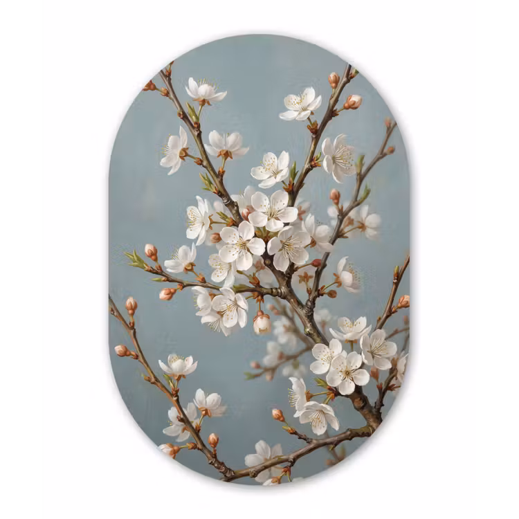 Muurovaal aluminium - Botanisch - Stilleven - Blauw — 1