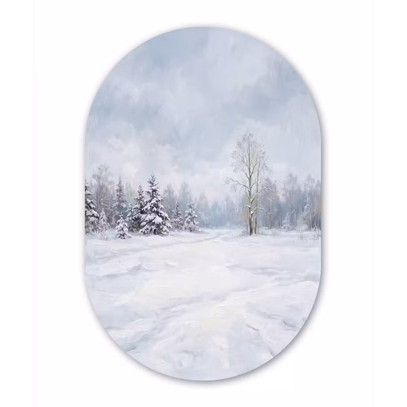 Muurovaal aluminium - Bospad - Dennen - Sneeuw - Winter - Rustgevend — 1