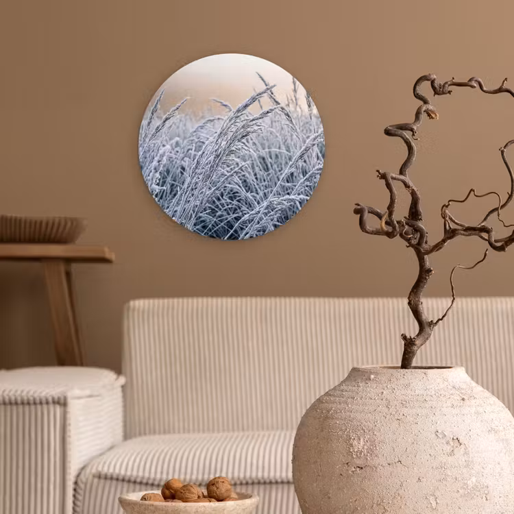 Muurcirkel - Rijp - Gras - Kristallen - Winter - Minimalistisch — 2
