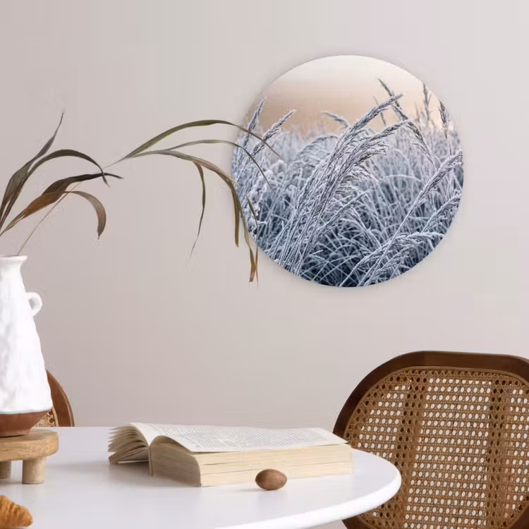 Muurcirkel - Rijp - Gras - Kristallen - Winter - Minimalistisch — 4
