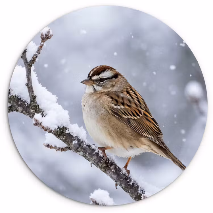Muurcirkel - Vogel - Tak - Sneeuw - Winter — 1