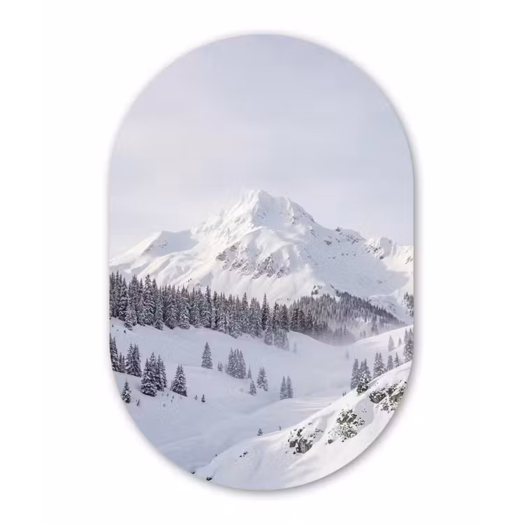 Muurovaal aluminium - Berg - Sneeuw - Winter - Natuur - Wit — 1