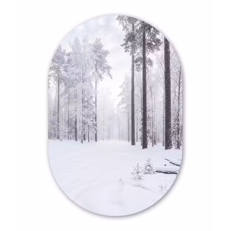 Muurovaal aluminium - Bos - Sneeuw - Pad - Winter - Stilte — 1