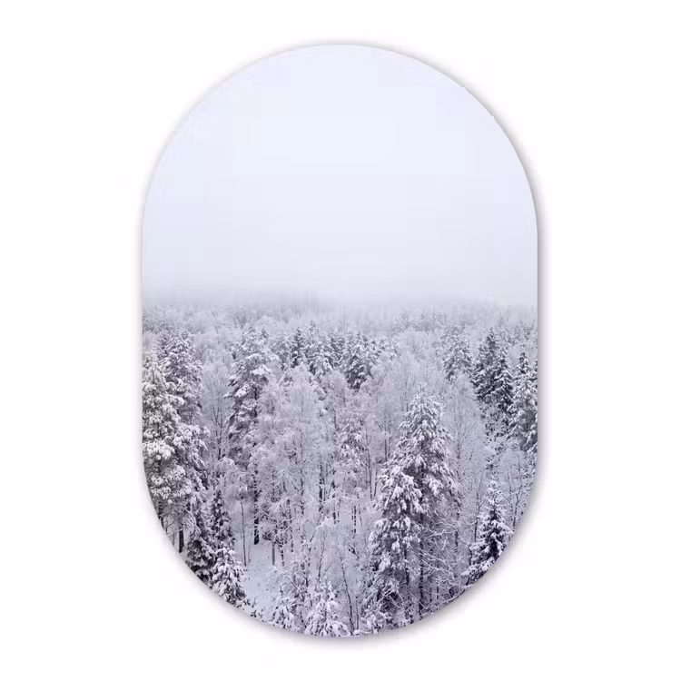 Muurovaal aluminium - Bos - Sneeuw - Winter - Natuur - Wit — 1